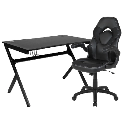 Flash Furniture Gaming Desk And Racing Chair Set With Cup Holder, Headphone Hook & 2 Wire Management Holes - Image 14