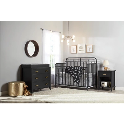 Little Seeds Monarch Hill Hawken Nightstand With Gold Feather Drawer Pull, Black - Image 3