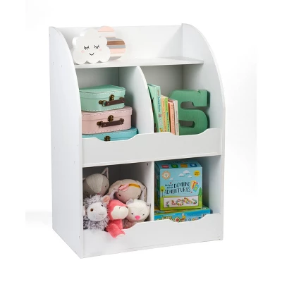 Badger Basket 4 Bin Storage Cubby With Bookshelf White - Image 4