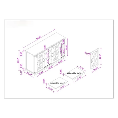58" TV Stand For TVs Up To 65" Saw Cut Off White - Home Essentials - Image 11