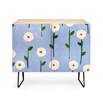 Reves Et Histoires Cute Little Flowers Black Legged Credenza - Deny Designs - Image 3