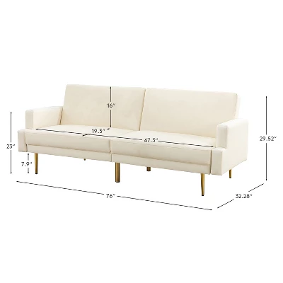 Lanna 76"Wide Vegan Leather Modern Style Convertible Futon Sofa Bed For Living Room Guest Bedroom | ARTFUL LIVING DESIGN - Image 7