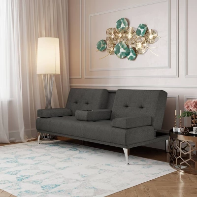 Miley Convertible Futon Sofa Bed With Chaise - Serta - Image 3