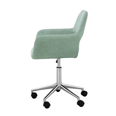 Modern Linen Style Fabric Office Swivel Chair With Wheels Mint/Chrome - Teamson Home - Image 4