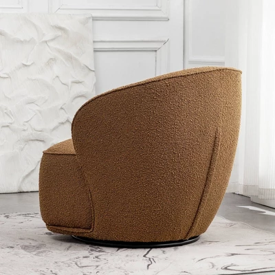 Boucle Upholstered Swivel Barrel Chair - Kinwell - Image 9