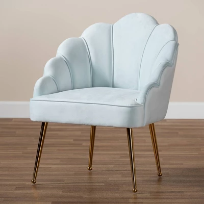 Cinzia Velvet Upholstered Seashell Shaped Accent Chair - Baxton Studio - Image 7