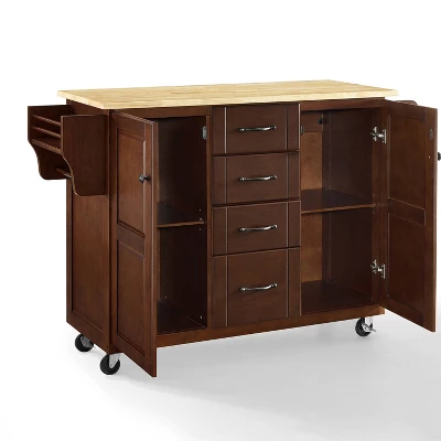 Eleanor Wood Top Kitchen Cart Mahogany/Natural - Crosley - Image 11