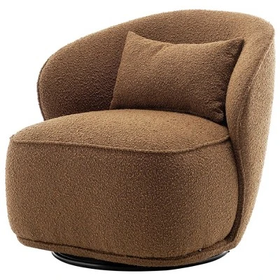 Boucle Upholstered Swivel Barrel Chair - Kinwell - Image 12