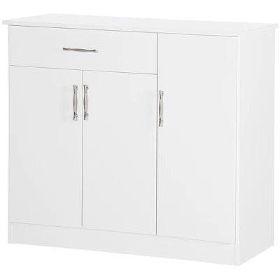 HOMCOM Modern Kitchen Sideboard, Buffet Table With Drawer, Double Door Cabinet And Adjustable Shelves For Living Room, Kitchen, Entryway, White - Image 3