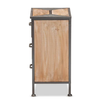 Laurel Wood 3 Drawer Nightstand Gray/Brown - Baxton Studio - Image 3